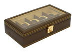 WATCH BOXES Friedrich|23 Carbon finish case for 10 timepieces Ref. 32048-8 brown / yellow